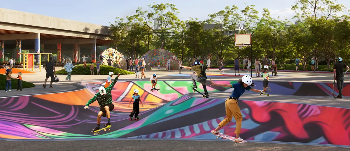 Artist’s render of a new urban sports precinct for Brisbane 2032