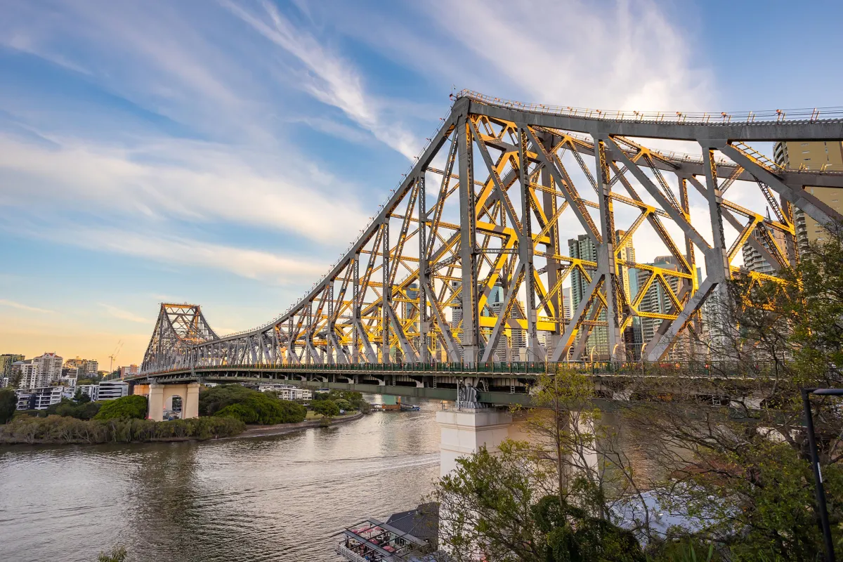 Story Bridge steelwork during restoration painting works